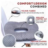 Vinban Stuffed Donut Pillow Seat Cushion | for Tailbone and Coccyx Pain, Hemorrhoids, Bed Sores, Pregnancy, Prostate, Surgery Recovery, Sitting Pressure Relief, for Home, Office and Car (Grey)