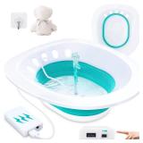 Electric Sitz Bath, Sitz Bath for Hemorrhoids, Sitz Bath for Toilet Seat, Sitz Bath for Postpartum Care, Sits Bath Kit for Women, Automatic Flushing, Foldable, Fits Universal Toilet