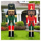 Hiboom 2 Pcs Large Christmas Black Nutcracker Yard Sign African American Nutcracker Outdoor Yard Decor Christmas Decorations for Xmas Outdoor Party Supplies, 13 x 39.4 Inch