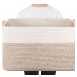 SIXDOVE 75L Large Blanket Basket, Toy Basket Bin for Kids, Cotton Rope Woven Storage Basket for Living Room, Nursery, Baby Room Decorative Organizer, 22