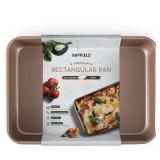 HAPPIELS Nonstick Non Toxic 9x13 in Baking Pan for oven | Cake Mold 9 x 13 Non Stick Nontoxic | Carbon Steel Gold Brownies Pans 13x9 inches | Rectangle Brownie Tray 9 by 13 inch | Baking Ware