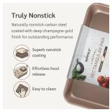 HAPPIELS Nonstick Non Toxic 9x13 in Baking Pan for oven | Cake Mold 9 x 13 Non Stick Nontoxic | Carbon Steel Gold Brownies Pans 13x9 inches | Rectangle Brownie Tray 9 by 13 inch | Baking Ware