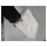 Qi Boo Compostable 5 Compartment Plates Disposable, 10.25 x 8.25 inch, [50-Pack] Heavy Duty Paper Plates with dividers, Sturdy School Lunch Trays, White Large Paper Dinner Plates for Buffet Party