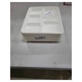 Qi Boo Compostable 5 Compartment Plates Disposable, 10.25 x 8.25 inch, [50-Pack] Heavy Duty Paper Plates with dividers, Sturdy School Lunch Trays, White Large Paper Dinner Plates for Buffet Party