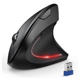TECKNET Ergonomic Mouse, Wireless Bluetooth Vertical Mouse, 4800 DPI Optical Tracking, 6 Adjustable DPI, Quiet Clicks, 2.4GHz with USB A Receiver, 12 Months Battery, 6 Buttons, Wide Compatibility
