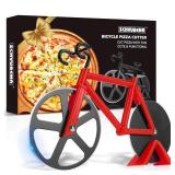 Bicycle Pizza Cutter Wheel - Gifts for Cyclists, Men, Dad, Bike Lovers - Funny Kitchen Gadgets - Cool Fatherâs Day, Christmas, Birthday, White Elephant Gifts - Stainless Steel Pizza Slicer(Red)