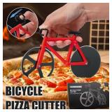 Bicycle Pizza Cutter Wheel - Gifts for Cyclists, Men, Dad, Bike Lovers - Funny Kitchen Gadgets - Cool Fatherâs Day, Christmas, Birthday, White Elephant Gifts - Stainless Steel Pizza Slicer(Red)