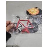 Bicycle Pizza Cutter Wheel - Gifts for Cyclists, Men, Dad, Bike Lovers - Funny Kitchen Gadgets - Cool Fatherâs Day, Christmas, Birthday, White Elephant Gifts - Stainless Steel Pizza Slicer(Red)