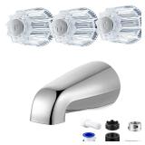 Enhon Shower Faucet Handle Replacement Set, Compatible with Price/Pfister Tub and Shower Faucets, Tub Spout Without Diverter and 3 Pieces Hot Cold and Diverter Knob Replacement(Classic Style)