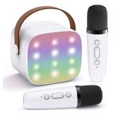 YLL Mini Karaoke Machine for Kids Adults, Portable Bluetooth Speaker with 2 Wireless Microphones,Toys Birthday Gifts for Girls 3, 4, 5, 6, 7, 8, 9, 10, 11, 12+ Years Old Toddler Teens(White)