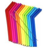 15 FITS ALL TUMBLERS STRAWS - Reusable Silicone Straws for 30 and 20 oz Yeti - Flexible Easy to Clean + 2 Cleaning Brushes - BPA Free, No Rubber Taste Drinking - Best Value for Money Pack
