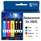 MOGUTOU 288XL Ink Cartridges for Epson Printer 288 XL for Epson 288XL Ink Cartridges Combo Pack T288 XL T288XL Remanufactured for Epson XP-440 XP-446 XP-330 XP-340 XP-430 XP-434 (High Yield 5 Pack)