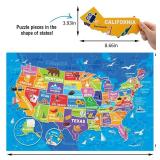 Jumbo Floor Puzzle for Kids,USA Map Puzzle Jigsaw Geography Puzzles,70 Piece US Map 50 States with Capitals,United States Puzzle for Ages 3-5,Preschool Learning Toys Gift for 4-8 Years Old