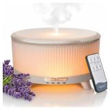 20-Hour Long-Lasting Aromatherapy, 500ML Large Essential Oil Diffuser: Ultrasonic Cool Mist Humidifier with Remote Control, 7 Color Lights, Timer, Auto-Off for Home/Bedroom/Yoga (Minimalist White)