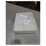 Qi Boo Compostable 5 Compartment Plates Disposable, 10.25 x 8.25 inch, [50-Pack] Heavy Duty Paper Plates with dividers, Sturdy School Lunch Trays, White Large Paper Dinner Plates for Buffet Party