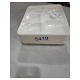 Qi Boo Compostable 5 Compartment Plates Disposable, 10.25 x 8.25 inch, [50-Pack] Heavy Duty Paper Plates with dividers, Sturdy School Lunch Trays, White Large Paper Dinner Plates for Buffet Party