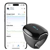 Wellue O2Ring-S Oxygen Monitor with Vibration Reminder, Bluetooth Pulse Oximeter Tracks SPO2 and Pulse Rate, 24 hrs Battery Life, 4*10 Hours Built-in Memory, Rechargeable Pulse Ox with Free PC & APP