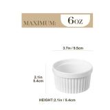 MALACASA Ramekins 6 oz Oven Safe, Porcelain Creme Brulee Ramekins Pudding Custard Cups Small Ceramic Souffle Dishes Ramakan Ramiken Ramicans Baking Bowls Set of 6, White, Series RAMEKIN-DISH