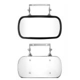 QWORK Stainless Steel Convex Mirror, Over Door Rectangular U-Bracket Rearview Mirror for Tractors, Forklifts, Trucks
