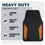 PIC AUTO Rubber Floor Mats, Orange Aluminum Film with Colorful Piping Floor Mats for Cars, Car Mats with Non-Slip Backing, All-Weather Protection, Trim-to-Fit Liner for Cars, SUVs, Trucks, Vehicles