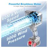 DEGGE Brushless Leaf Blower Cordless, Handheld Leaf Blowers with LED Work Light, Two Interchangeable Nozzles, Turbo Jet Blower for Lawn Care, Patio Cleaning, Garage Dust & Outdoor Use