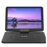 17.5\" Portable DVD Player with 15.6\" Large HD Screen, 6 Hours Rechargeable Battery, Support USB/SD Card/Sync TV and Multiple Disc Formats, High Volume Speaker, Black