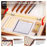 Crossword Game with Magnetic Letter Tiles, Foldable Board into Portable Carry Case, Luxury Edition Word Building Game with Rotating Wooden Board, Educational Family Board Game for 2-4 Players