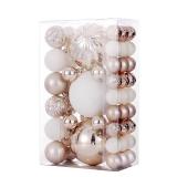 Christmas Ball Ornaments for Xmas Decorations,50 pcs Christmas Extra Large Tree Shatterproof Ornaments-Champagne (Combo of 5 Style in 3 Sizes)