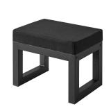 IBUYKE 16 Inch Small Foot Stool Ottoman, Rectangle Linen Foot Rest with Padded Seat and Metal Legs, Modern Ottoman Foot Rest for Living Room Bedroom Entryway Couch, Black WBD001B