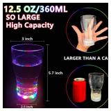 OceanWings 12 Pack Large Light Up Cup, LED Glow in The Dark Party Favor Supplies for New Years Eve Party Supplies, Birthday Halloween Thanksgiving Christmas Party Replaceable Battery