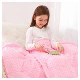Kivik Weighted Blanket 3 lbs, 36 x 48 Inches, Pink Minky Dotted Heavy Blankets Throw, Small, Soft & Cooling, Machine Washable