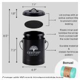 Perfnique Kitchen Compost Bin, 1.3 Gallon Countertop Compost Bin with Lid, Indoor Compost Bucket, Black)