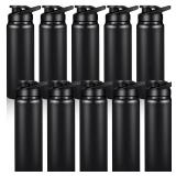 CHENGU 4 Pcs Aluminum Water Bottle 25oz Aluminum Reusable Bottles Lightweight Snap Lid Sports Water Multipack Easy Carry Leak Proof Travel for Gym Camping Hiking Outdoor Fishing (Black)