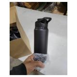 CHENGU 4 Pcs Aluminum Water Bottle 25oz Aluminum Reusable Bottles Lightweight Snap Lid Sports Water Multipack Easy Carry Leak Proof Travel for Gym Camping Hiking Outdoor Fishing (Black)