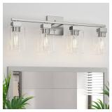 Espird 4 Light Bathroom Vanity Light - Brush Nickel Matte Vanity Lights Square Design & UL Certification & Square 26" Silver Bathroom Lights Fixture Over Mirror, Brush Nickel Light for Bedroom