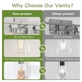 Espird 4 Light Bathroom Vanity Light - Brush Nickel Matte Vanity Lights Square Design & UL Certification & Square 26" Silver Bathroom Lights Fixture Over Mirror, Brush Nickel Light for Bedroom