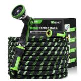 RAINPOINT Metal Garden Hose 25 ft - No-kink 304 Steel Water Hose with 10 mode Nozzle - Brass Connection, Swivel Handle, Flexible Hose,Lightweight, Puncture