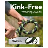 RAINPOINT Metal Garden Hose 25 ft - No-kink 304 Steel Water Hose with 10 mode Nozzle - Brass Connection, Swivel Handle, Flexible Hose,Lightweight, Puncture