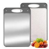 Titanium Cutting Boards for Kitchen - Katuchef Non Toxic Double Sided Metal for Meat/Fish & Wheat Straw PP for Fruits/Vegetables, Dishwasher Safe, Hygienic, Pure Titanium Easy Clean Chopping Board