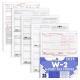 W2 Tax Forms for 2025 4 Part, IRS-Compatible 4 Part W2 Tax Forms for 25 Employees - Kit of Laser Forms with 3 W3s, Compatible with Quickbooks Software & Laser, Inkjet Printers,