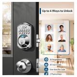 TEEHO TE002 Fingerprint Door Lock - Keyless Entry Electronic Keypad Deadbolt with 2 Backup Keys - Auto Lock - Easy Installation - Smart Locks for Front Door - Satin Nickel