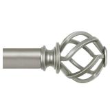 KAMANINA Antique Silver Curtain Rod 32 to 58 inch(2.6-4.8ft), 1 inch Adjustable Single Curtain Rods for Windows 28 to 48 inch, Decorative Drapery Rod with Twisted Cage Ends