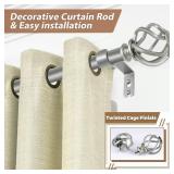 KAMANINA Antique Silver Curtain Rod 32 to 58 inch(2.6-4.8ft), 1 inch Adjustable Single Curtain Rods for Windows 28 to 48 inch, Decorative Drapery Rod with Twisted Cage Ends