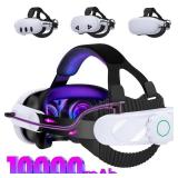 Battery Head Strap Compatible with Oculus Meta Quest 3S/3/2,10000mAh Battery VR Headset Strap Enhanced Support and Comfort, Adjustable Elite Strap Replacement- MV1001