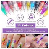 12 Colors Nail Art Marker Pens Set, Nail Art Pens Set, Nail Markers for Nail Art,Nail Painting, And Artistic Decorations, Quickly Dry Nail Art Nail DIY Decoration for Everyone