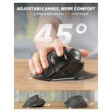 SABLUTE Ergonomic Wireless Trackball Mouse, Adjustable 0°/18° Angle, Thumb Control, Quiet Clicks, 3 Multi-Device Bluetooth & USB Receiver, Rechargeable Mouse for Office, Windows Mac