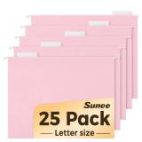 SUNEE 25 Pack Hanging File Folders, Pink Folders, Hanging File Folders Letter Size with 1/5-cut Tabs, Stay Organized for Your Home and Office Bulk File and Documents