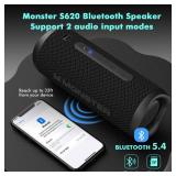 Monster Bluetooth Speaker, Wireless Portable Outdoor Bluetooth Speakers, 60W True Wireless Stereo IPX8 Waterproof, Dual PairingBluetooth 5.4 Built-in Mic, Black