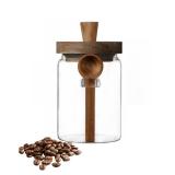 ANSQU Glass Jar with Wooden Lid & Spoon, 27oz Food Storage Containers Coffee Jar Coffee Grounds Container, Glass Food Storage Canister (1 Pack)