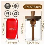 ANSQU Glass Jar with Wooden Lid & Spoon, 27oz Food Storage Containers Coffee Jar Coffee Grounds Container, Glass Food Storage Canister (1 Pack)